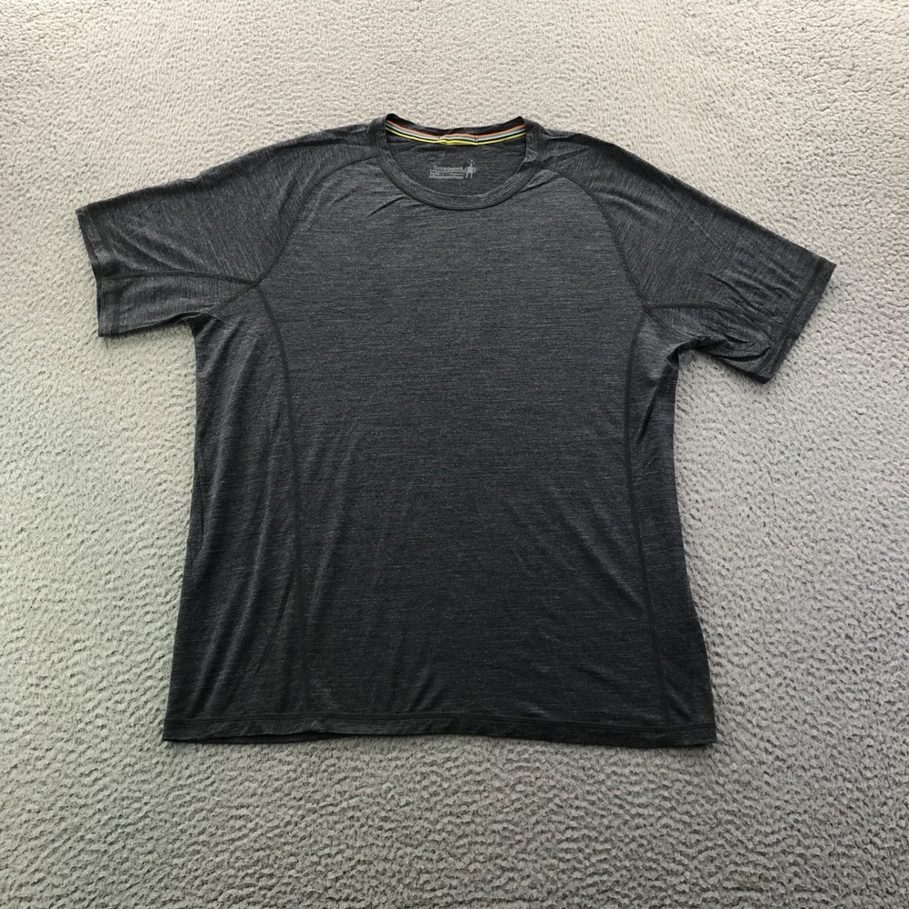 Smartwool T Shirt Men Medium Charcoal Heather Active Ultralite Merino Wool Blend